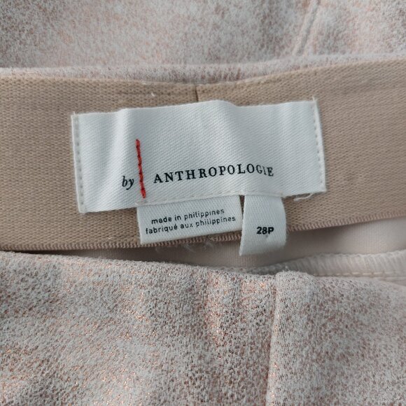 by Anthropologie White Gold Shimmery Leggings 28P Faux Suede High Rise Metallic - Picture 5 of 14